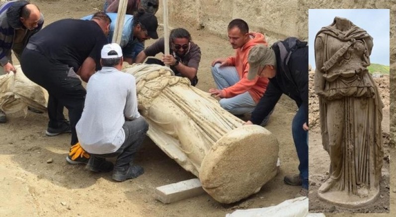 2 metrelik Athena heykeli gün yüzüne çıkartıldı