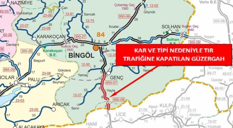 Bingöl-Diyarbakır karayolu tır trafiğine kapandı