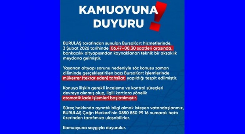 BURULAŞ'tan önemli uyarı