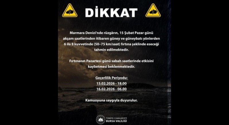 Marmara Denizi için fırtına uyarısı