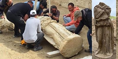 2 metrelik Athena heykeli gün yüzüne çıkartıldı