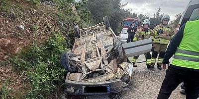 Belen’de otomobil takla attı: 2 yaralı