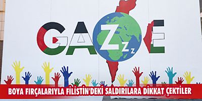 Boya fırçalarıyla Filistin'deki saldırılara dikkat çektiler