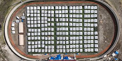 Çadır kent dron ile görüntülendi