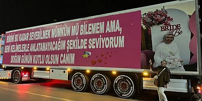 Eşinin doğum günü için 25 metrelik tırı kapladı