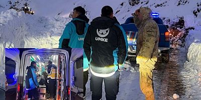 Karlı yollar aşıldı, hasta kadın kurtarıldı