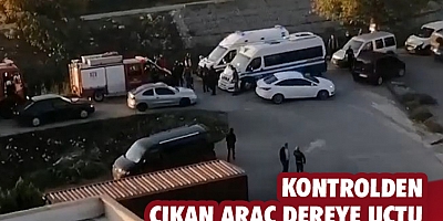 Kontrolden çıkan araç dereye uçtu