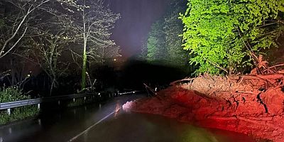 Ordu'da heyelan nedeniyle yol ulaşıma kapandı