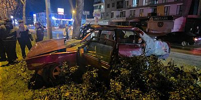 Otomobil refüjdeki ağaca çarptı: 1 kişi yaralandı