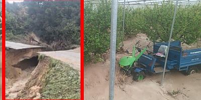 Yol çöktü, seralar zarar gördü