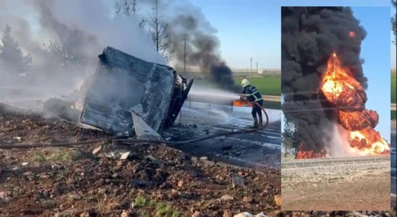 Yakıt yüklü tır alev topuna döndü: 1 yaralı