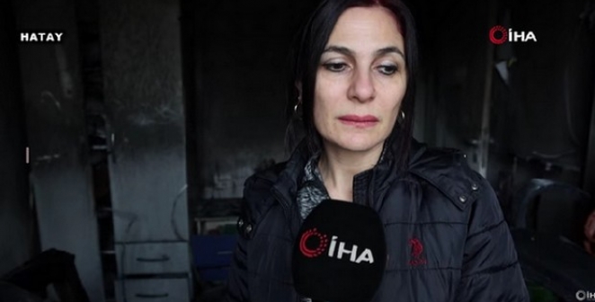 Depremde evi yıkılan ailenin yeni yuvası alev alev yandı