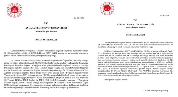 Özgür Özel için hazırlanan fezleke bakanlığa gönderildi