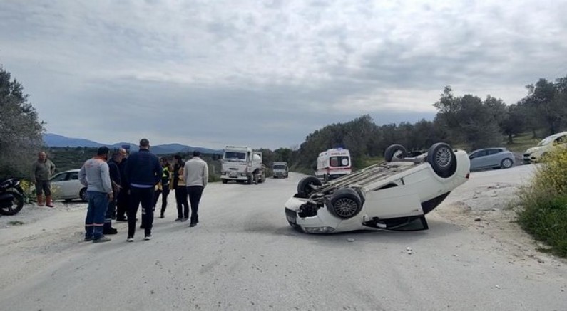 80 yaşındaki sürücü takla atan araçtan sağ çıktı
