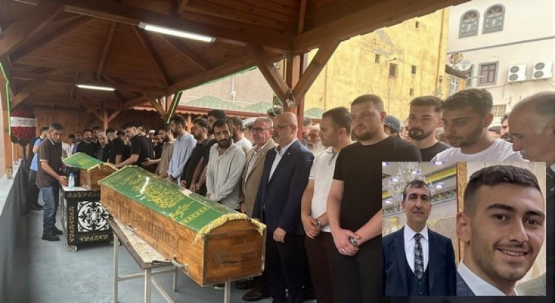 Baba ve oğul gözyaşlarıyla son yolculuğuna uğurlandı