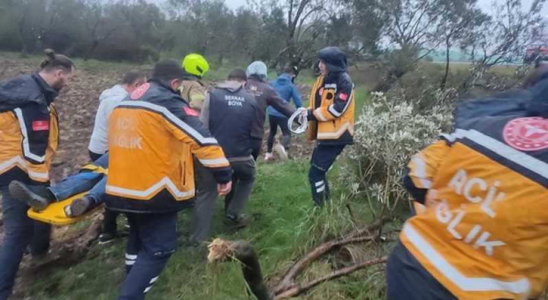 Balıkesir’de otomobil zeytinliğe savruldu: 1 yaralı