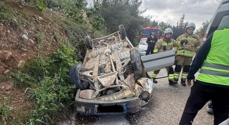 Belen’de otomobil takla attı: 2 yaralı