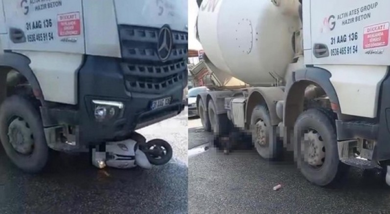Beton mikserinin altında can verdi