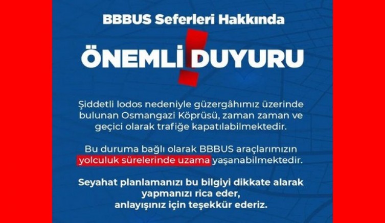 Burulaş'tan havalimanı seferleri hakkında duyuru