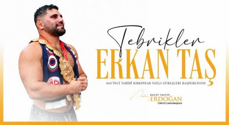 Cumhurbaşkanı Erdoğan, Erkan Taş’ı tebrik etti