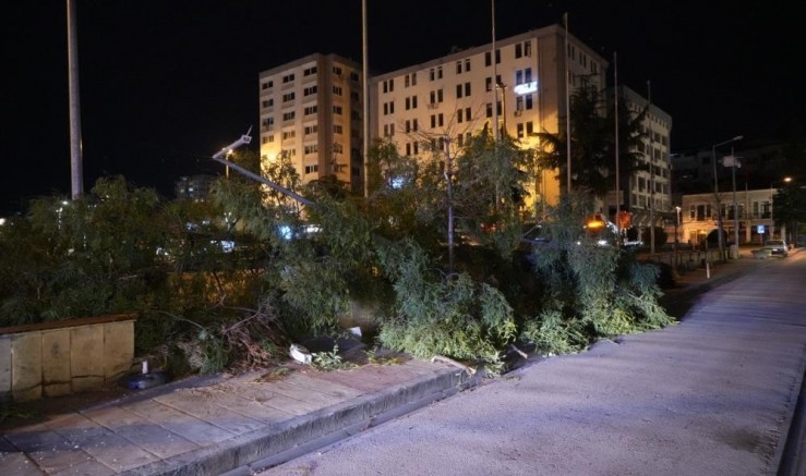 Fırtına çatıları uçurdu, ağaçları devirdi