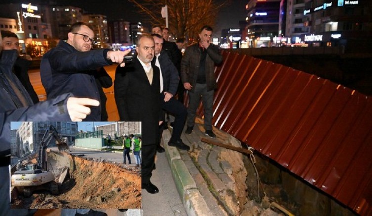 Göçen yolda çalışma başladı
