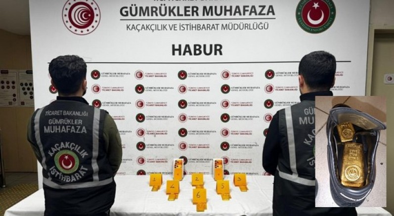 Habur'da ayakkabılardan 41 kilo altın ele geçirildi