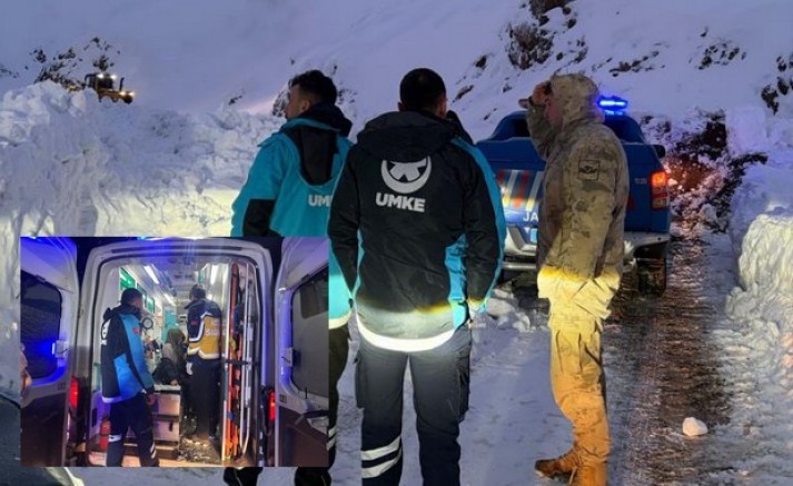 Karlı yollar aşıldı, hasta kadın kurtarıldı