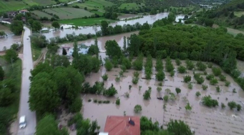 Kelkit Çayı taştı, köyü su bastı
