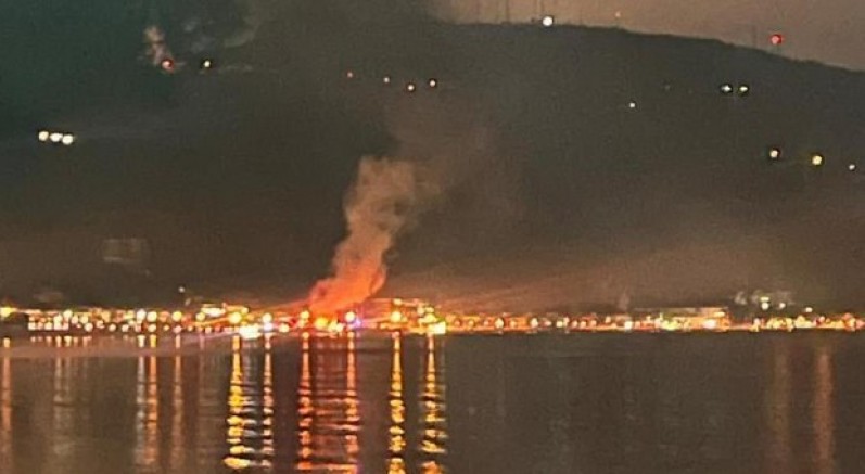 Kurşunlu Sahili'nde gece yarısı yangın paniği