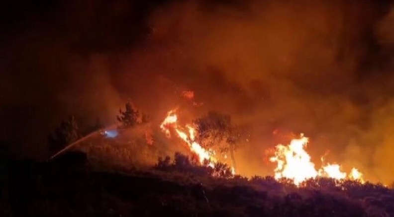 Milas'ta alevler geceyi aydınlattı