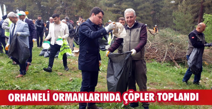 Orhaneli ormanlarında çöpler toplandı