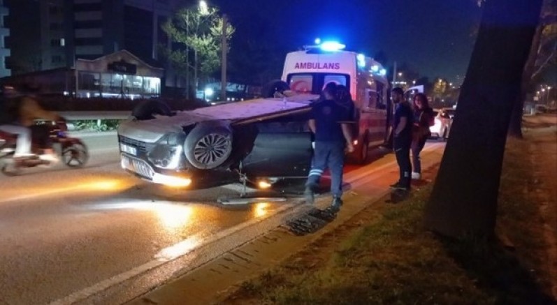 Otomobil takla attı, 1 yaralı