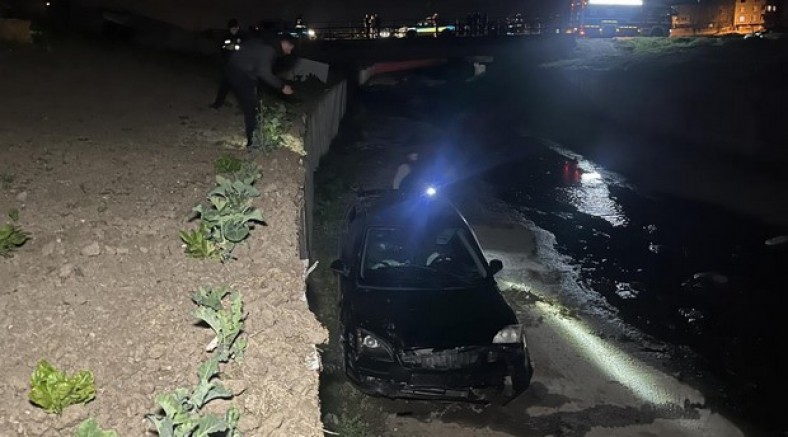 Tekirdağ'da otomobil dereye uçtu