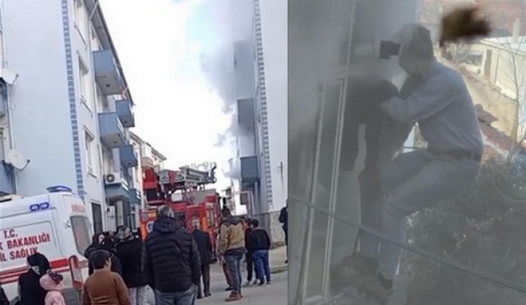 Yatalak adam alev kapanında kaldı