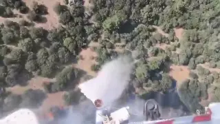 Bayramiç’te orman yangını helikopterden görüntülendi