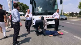 Yolcu otobüsünün çarptığı kadın ağır yaralandı