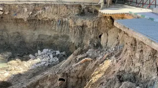 Okulun yanındaki inşaat, bahçesinin çökmesine sebep oldu